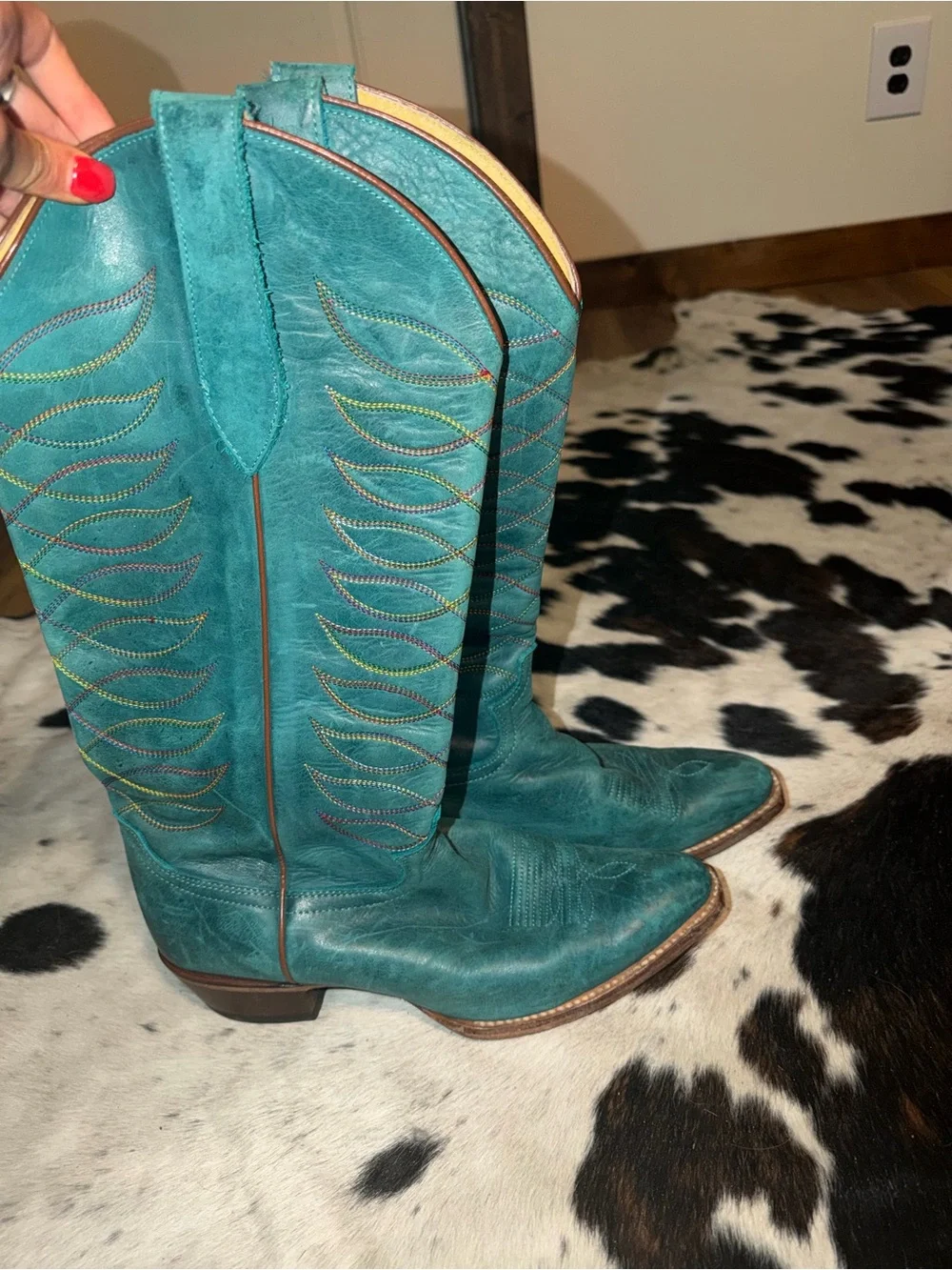 Justin Boots Vintage Turquoise Over-the-Knee Western Boots